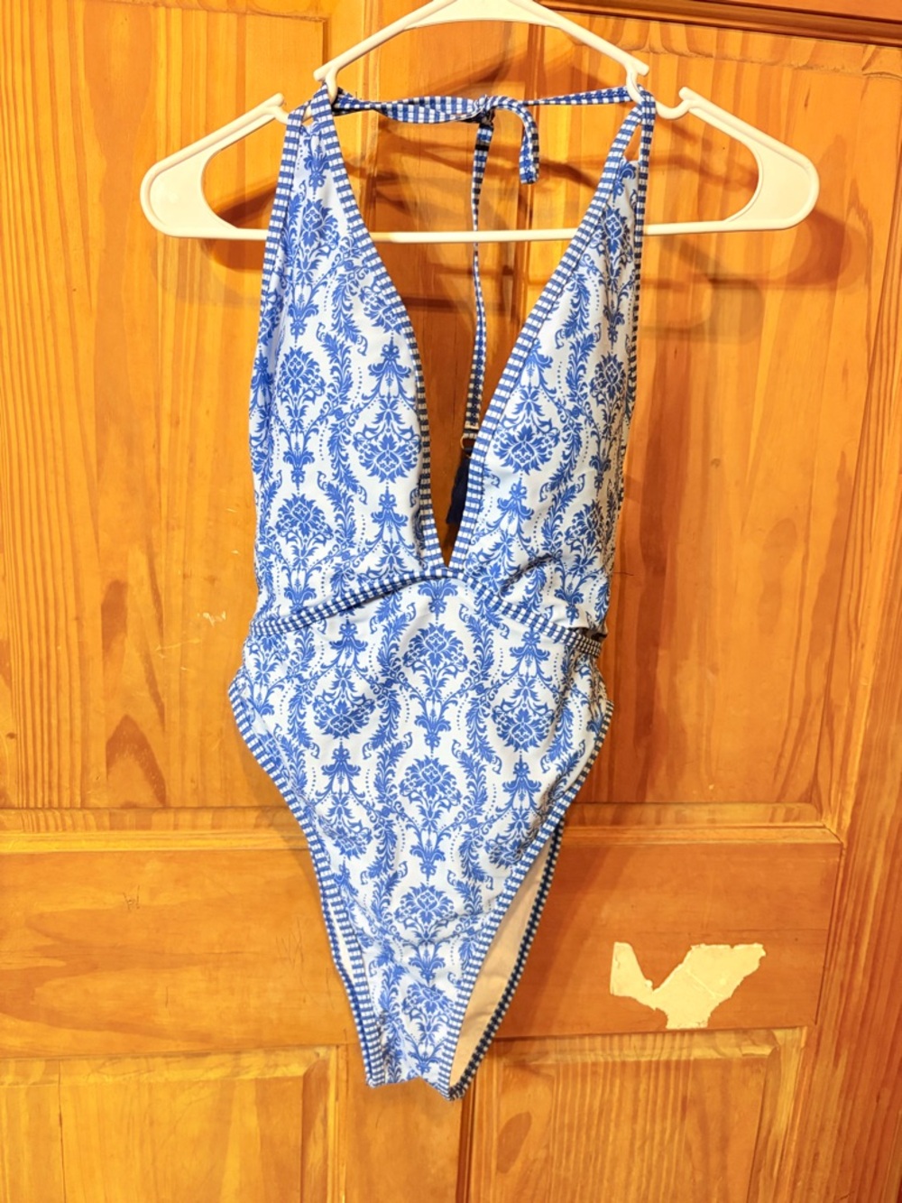 Blue & White One-Piece Swimsuit - Classic Print